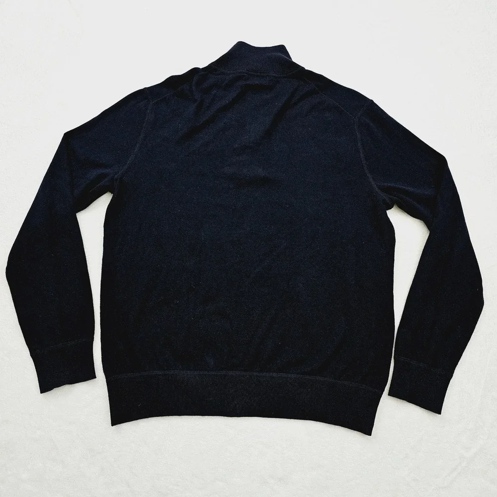 Polo Ralph Lauren Sweater Mens Medium Blue Navy‎ Quarter Zip Mock Neck Pony Logo